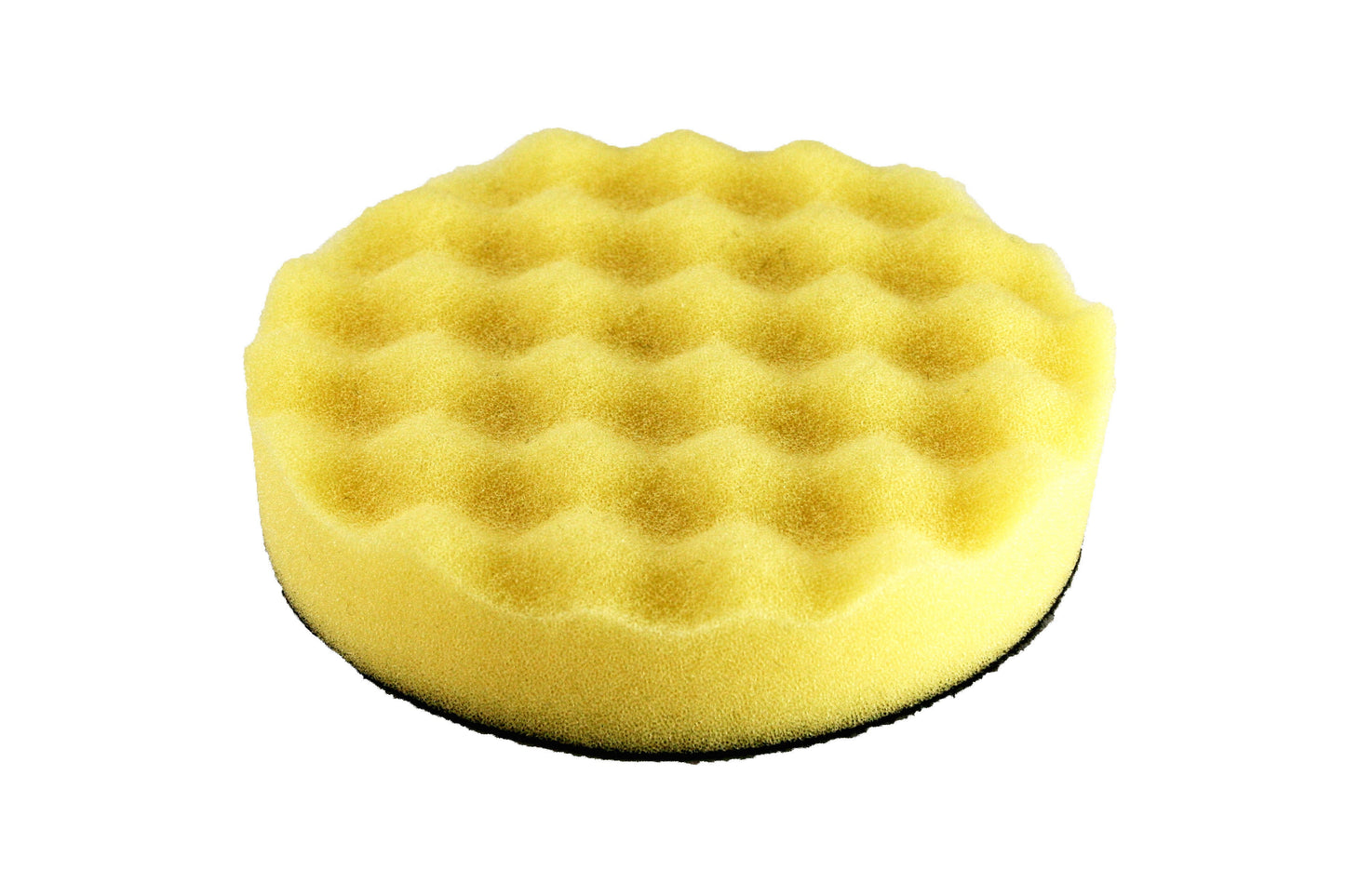 Tampon éponge gaufré jaune auto-agrippant en mousse - Lot de 3 pièces - Accessoire pour polisseuse à air